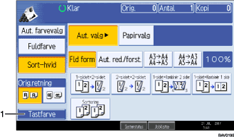 Illustration af betjeningspanelskærm med nummerede illustrationer