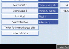 Illustration af sk&aelig;rmen i betjeningspanelet
