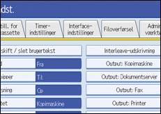 Skærmillustration af betjeningspanel