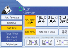 Skærmillustration af betjeningspanel