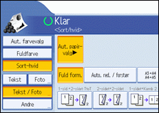 Skærmillustration af betjeningspanel