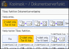 Skærmillustration af betjeningspanel
