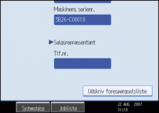 Skærmillustration af betjeningspanel