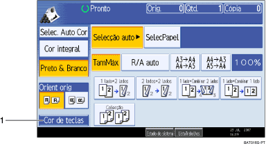 Imagem do ecrã do painel de operações, imagem de destaque numerado