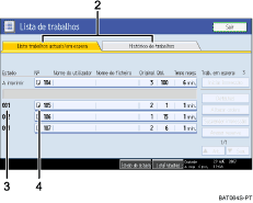 Imagem do ecrã do painel de operações, imagem de destaque numerado