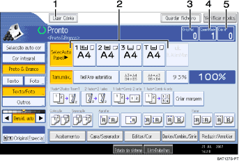 Imagem do ecrã do painel de operações, imagem de destaque numerado
