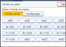 Imagem do ecrã do painel de operações