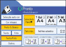 Imagem do ecrã do painel de operações