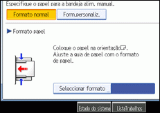 Imagem do ecrã do painel de operações