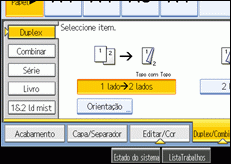 Imagem do ecrã do painel de operações