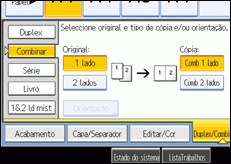 Imagem do ecrã do painel de operações