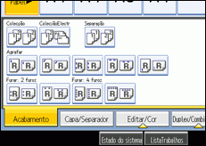 Imagem do ecrã do painel de operações