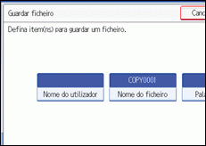 Imagem do ecrã do painel de operações