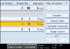 Imagem do ecrã do painel de operações