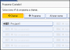 Imagem do ecrã do painel de operações