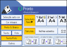 Imagem do ecrã do painel de operações