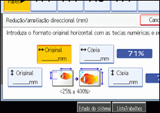Imagem do ecrã do painel de operações