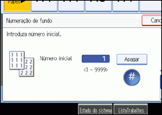 Imagem do ecrã do painel de operações