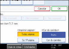 Imagem do ecrã do painel de operações