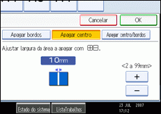 Imagem do ecrã do painel de operações