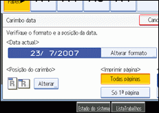 Imagem do ecrã do painel de operações