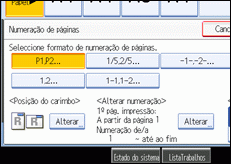 Imagem do ecrã do painel de operações