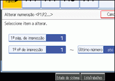 Imagem do ecrã do painel de operações