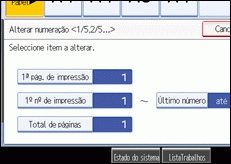 Imagem do ecrã do painel de operações