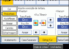 Imagem do ecrã do painel de operações