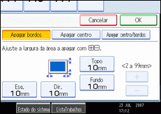 Imagem do ecrã do painel de operações