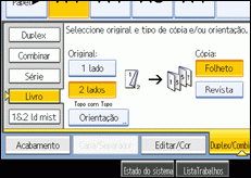 Imagem do ecrã do painel de operações