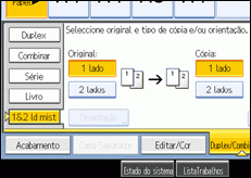 Imagem do ecrã do painel de operações