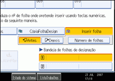 Imagem do ecrã do painel de operações