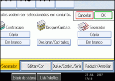 Imagem do ecrã do painel de operações