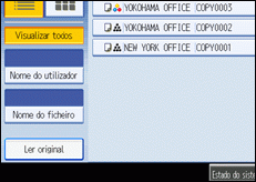Imagem do ecrã do painel de operações