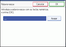 Imagem do ecrã do painel de operações
