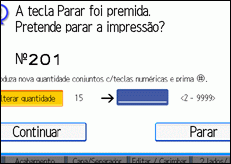 Imagem do ecrã do painel de operações