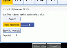 Imagem do ecrã do painel de operações