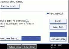 Imagem do ecrã do painel de operações