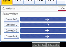 Imagem do ecrã do painel de operações