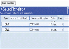 Imagem do ecrã do painel de operações