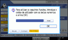 Imagem do ecrã do painel de operação