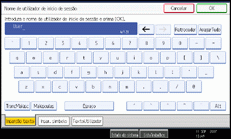 Imagem do ecrã do painel de operação