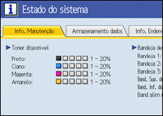 Imagem do ecrã do painel de operações.
