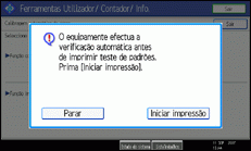 Imagem do ecrã do painel de operações.