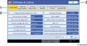 ilustração do ecrã do painel de operação (ilustração de chamada numerada)