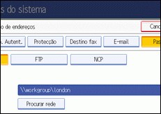 Ilustração do ecrã do painel de operação