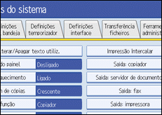 ilustração do ecrã do painel de operação