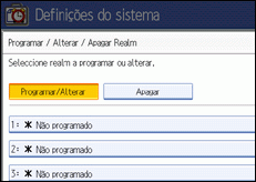 Ilustração do ecrã do painel de operação