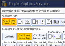 Ilustração do ecrã do painel de operação